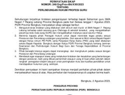 Buta Akibat Dikatapel Wali Murid, PGRI Bengkulu Keluarkan Pernyataan Sikap