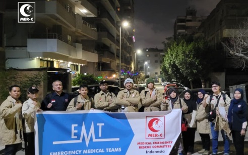 Medical Emergency Rescue Committee (MER-C) tiba di Gaza, Palestina pada Senin (18/3/2024)