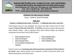 BMKG Makassar Keluarkan Peringatan Dini Banjir Pesisir