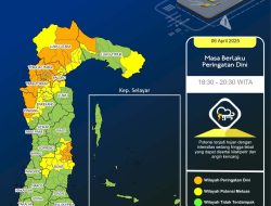 Peringatan Dini Cuaca Sulsel: Bone Hingga Torut Berpotensi Hujan Lebat