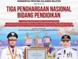 Pemprov Sulsel Raih Tiga Penghargaan Nasional Bidang Pendidikan