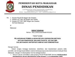 PENGUMUMAN ! Disdik Makassar Keluar Edaran Pembelajaran Daring Tanggal 1-4 September