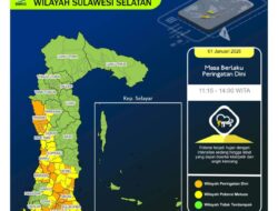 Peringatan Dini Cuaca Sulsel: Di Tahun Baru Sejumlah Daerah Berpotensi Hujan Lebat