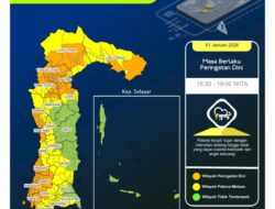 Update Peringatan Dini Cuaca Sulsel Saat ini