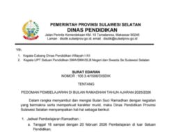 Disdik Sulsel Keluarkan Pedoman Pembelajaran Selama Ramadan