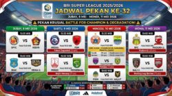 Ini Jadwal Super League Pekan ke-32