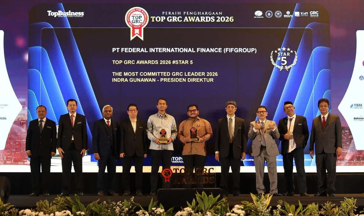 PT Federal International Finance (FIFGROUP) raih dua penghargaan dalam ajang penganugerahan TOP GRC Awards 2026 yang digelar pada Rabu, 9 September 2026 di Dian Ballroom, Hotel Raffles, Jakarta.